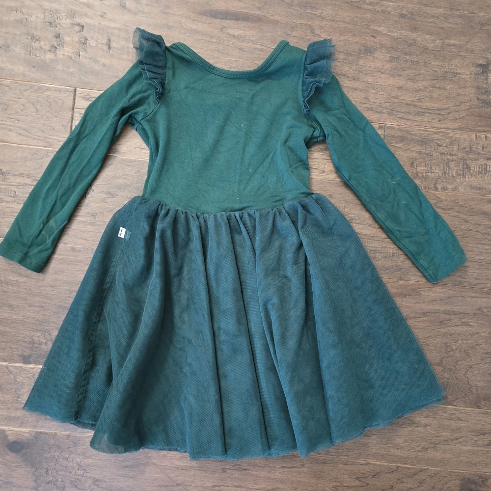 Little Sleepies Teal Green Long Sleeve Tulle Skater Dress - Picture 2 of 6